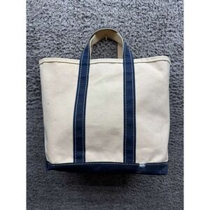 Vintage L.L.Bean 80's Boat & Tote  Two-Tone Canvas Tote Bag Navy Blue White